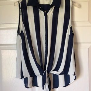 Forever 21 Striped Tie in front Tank Top